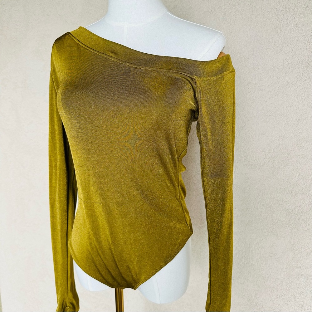 Intimately Free People Olive Green Off-Shoulder Bodysuit NWT